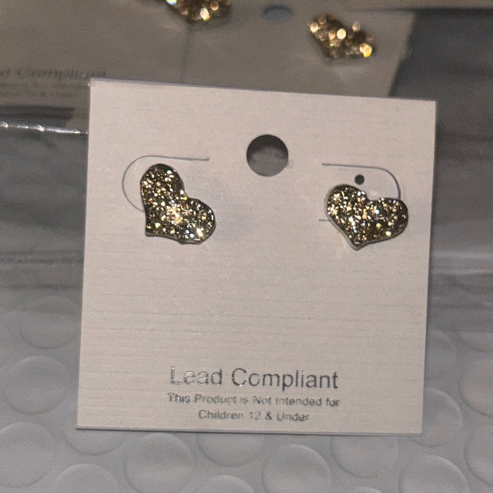 Gold Heart Stud Earrings